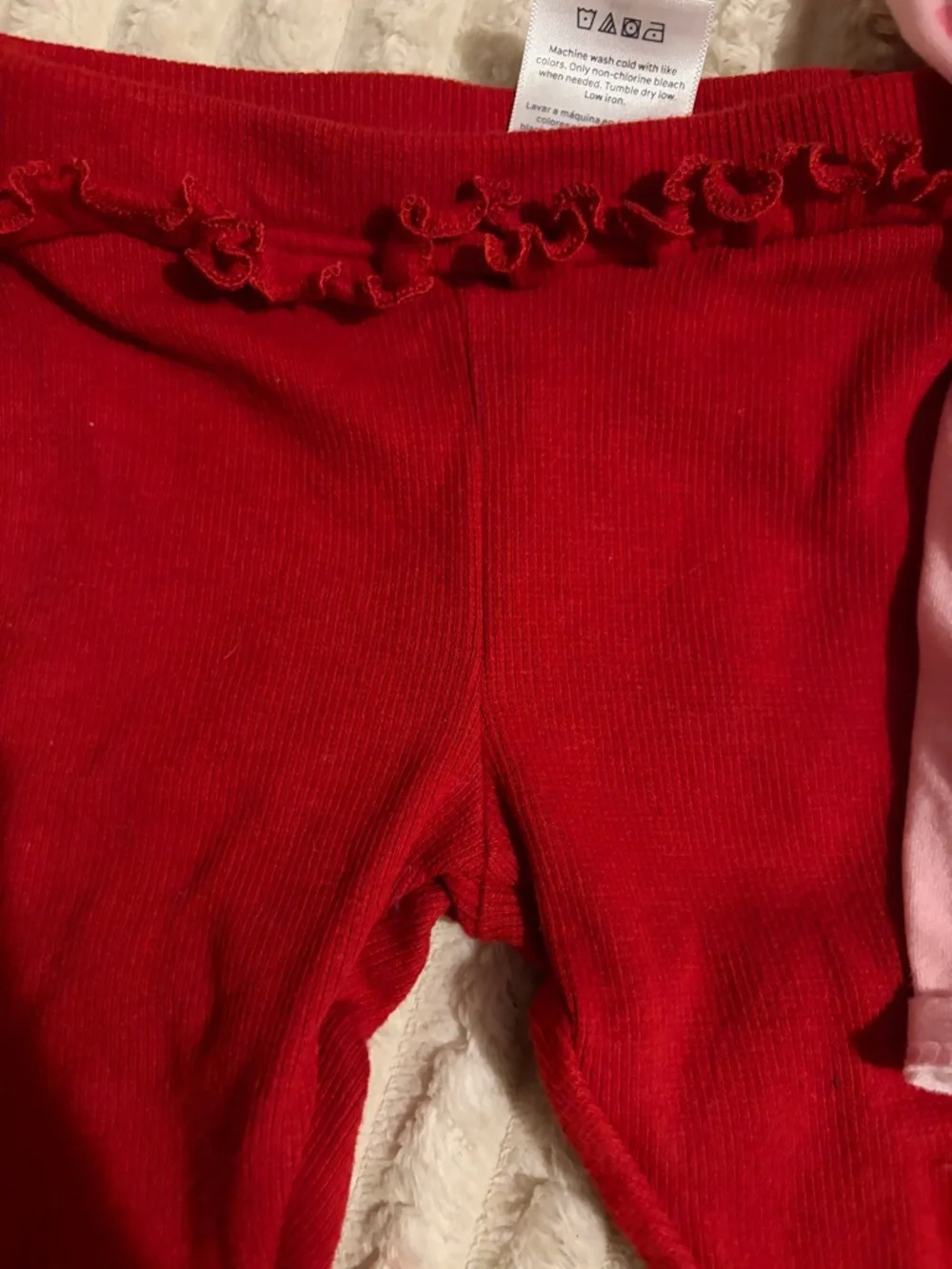 The Children's Place Pink Heart Top with Red Ruffle Leggings - Picture 4 of 7